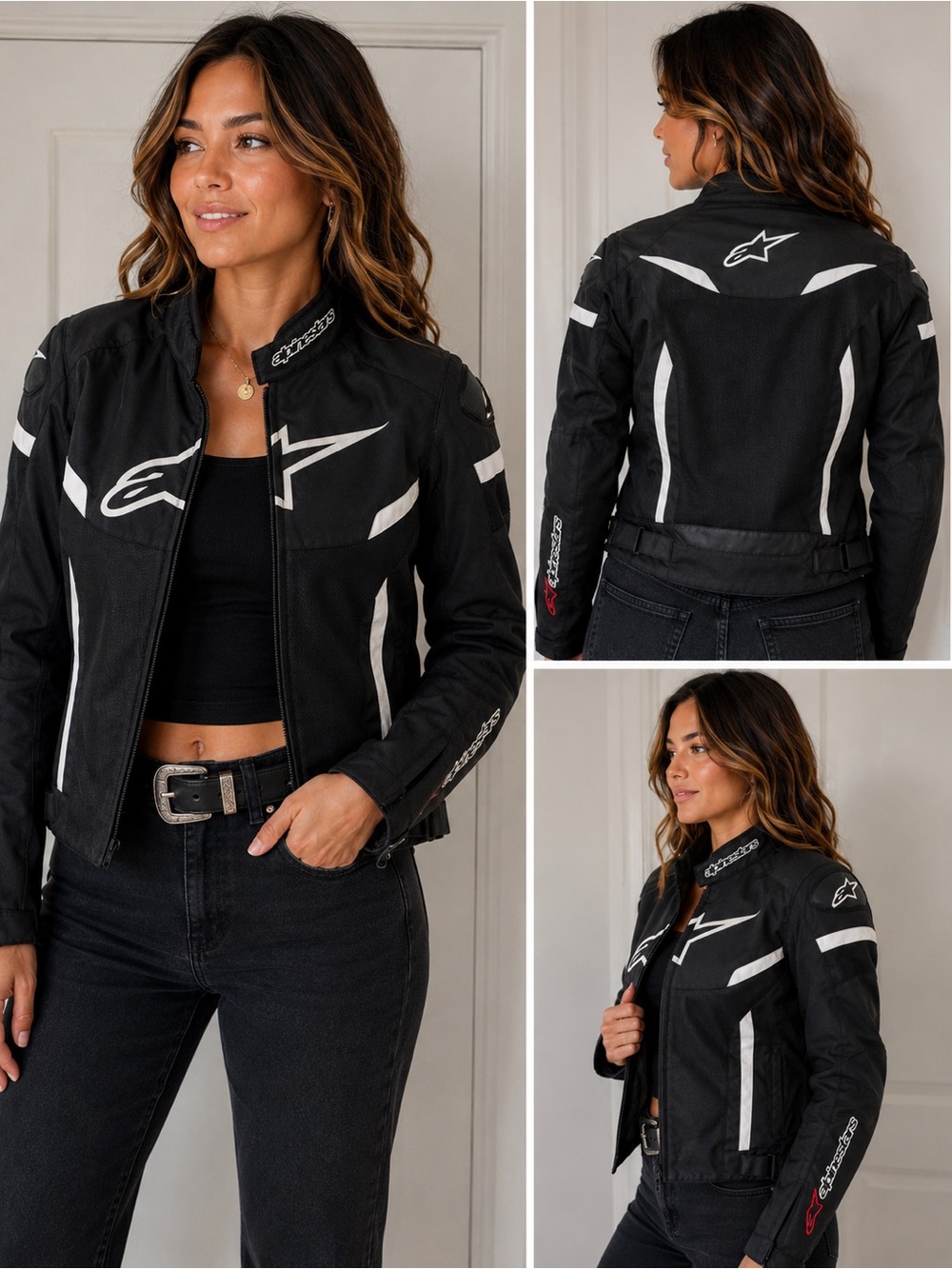 Alpinestars Black Motorcycle Jacket with White Accents